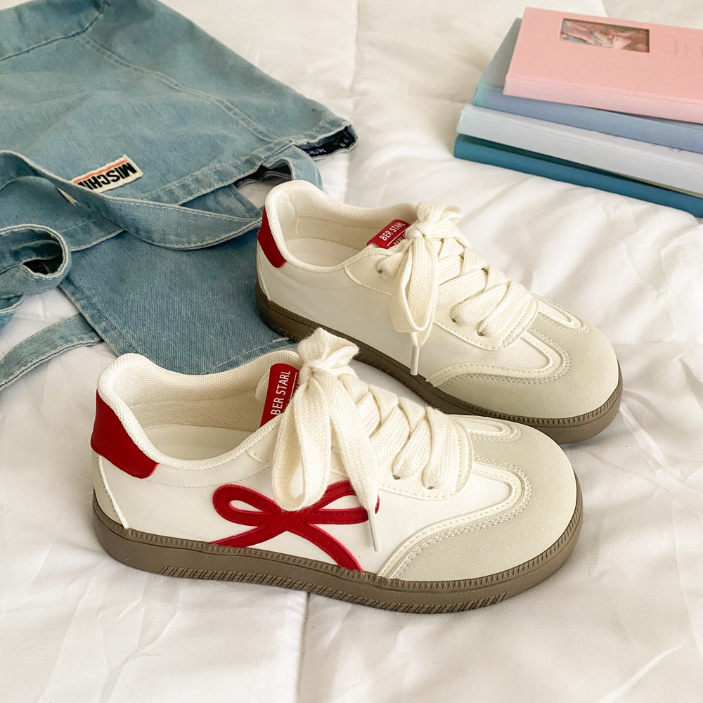 Sweet korean style white sneakers for women, 2026 spring/summer new arrivals, versatile niche design, lightweight student trend, german army trainers