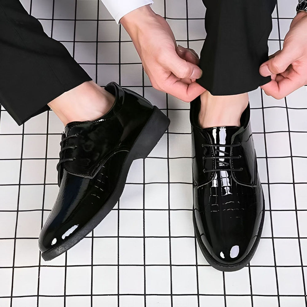 2024 new versatile black business formal leather dress shoes for men - lace-up work shoes, wedding shoes, stylish men's footwear