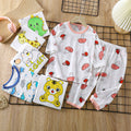 Kids' 100% cotton loungewear set - lightweight, breathable, three-quarter sleeve, air conditioning suit for boys and girls, baby summer long-sleeve pajamas