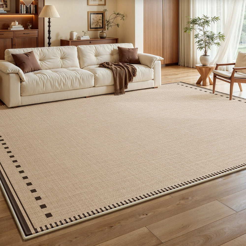 Cooling mat rug for living room, vintage style, summer ice silk, wash-free, wipeable, sofa coffee table, high-end light luxury floor mat, stain-resistant