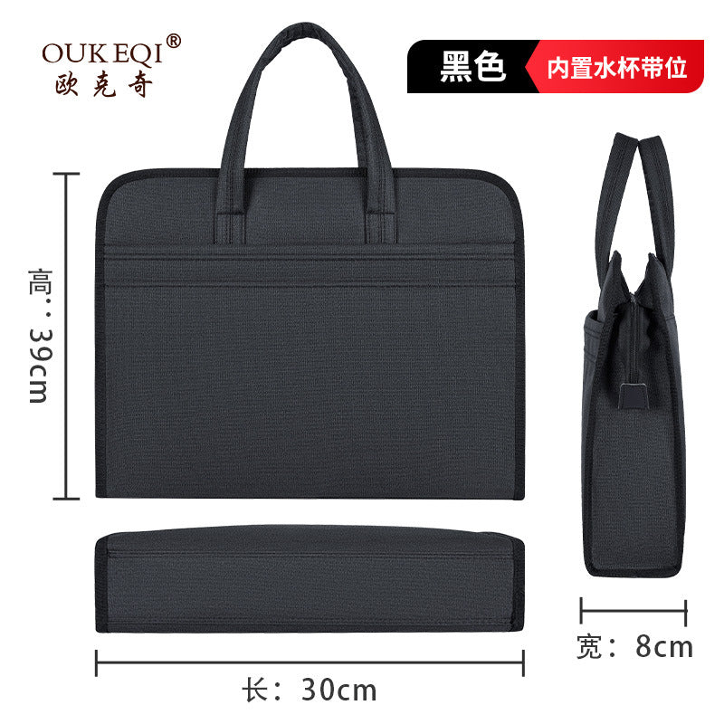 Extra-large capacity oxford cloth waterproof tote file bag - conference bag with custom printing for meeting materials and documents