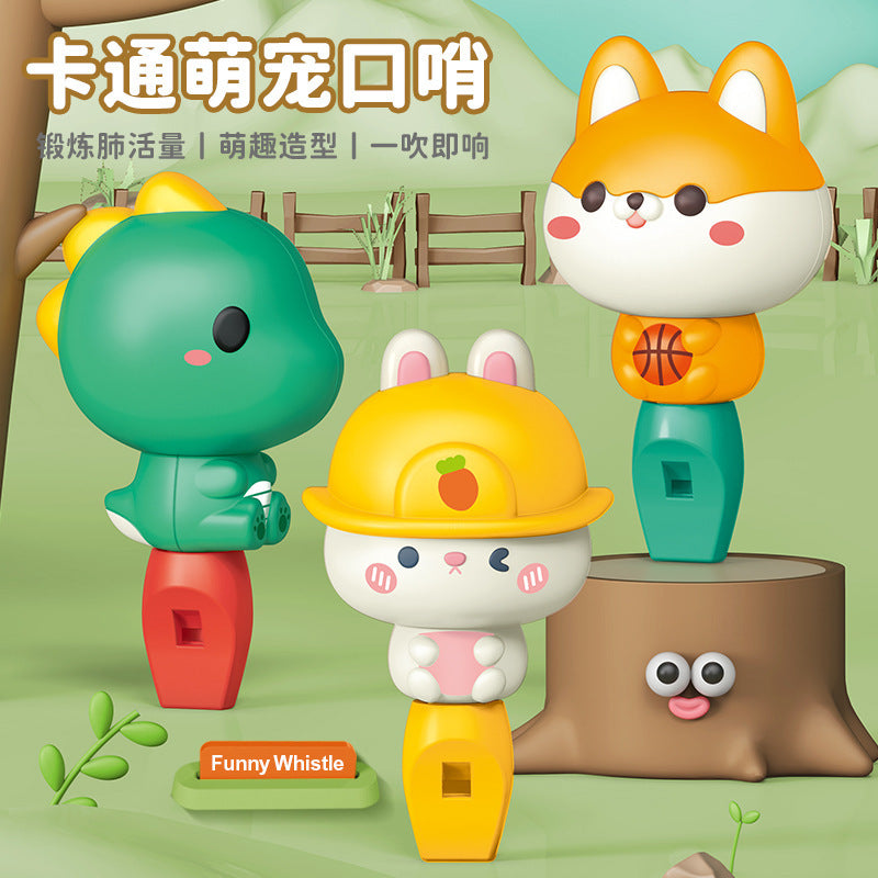 Cute cartoon whistle rabbit dinosaur shiba inu style lanyard whistle small horn kindergarten kids educational toy