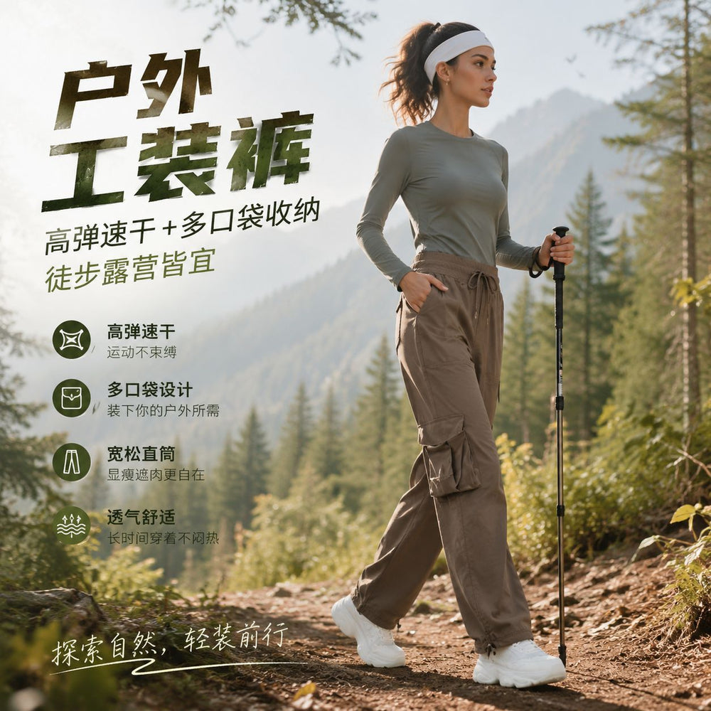 New outdoor running trousers - lightweight, quick-drying, multi-pocket, wide-leg cargo casual pants d25001