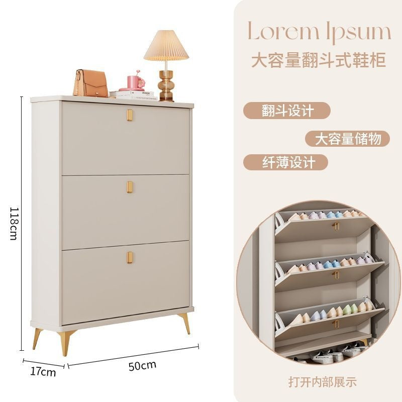 Tipping shoe cabinet solid wood for home door new arrival large capacity entrance cabinet small narrow shoe rack