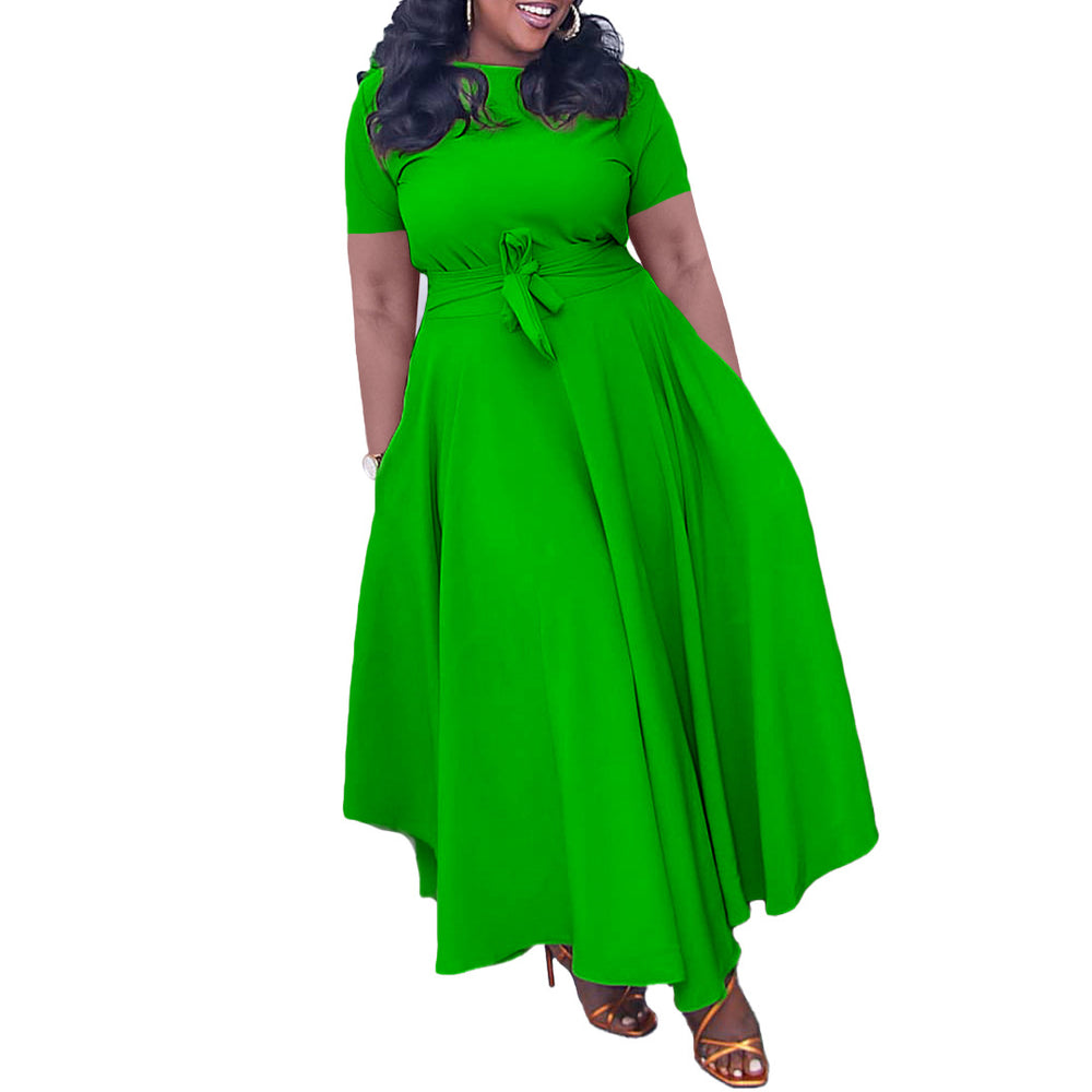 D3184 cross-border women's summer dress : new fashionable and elegant tie-up african-style plus size export dress (us/eu fit)