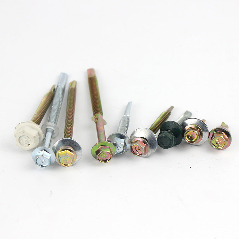 Preferred wholesale color steel tile galvanized hexagonal hand screw drill tail screw whole box outer hexagonal self-tapping self-drilling dovetail screw