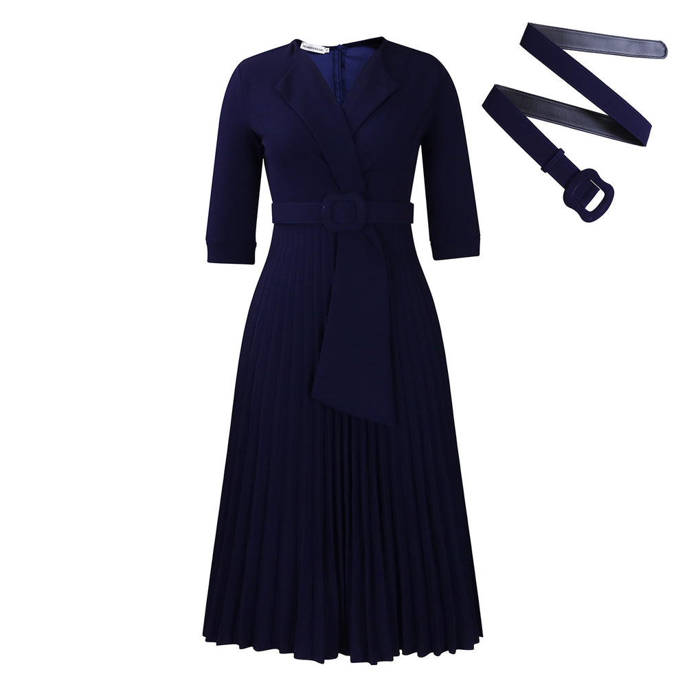 C8599exportfall and winternew arrivalwomen's olfashion suit collar pleated waistplus size africandress