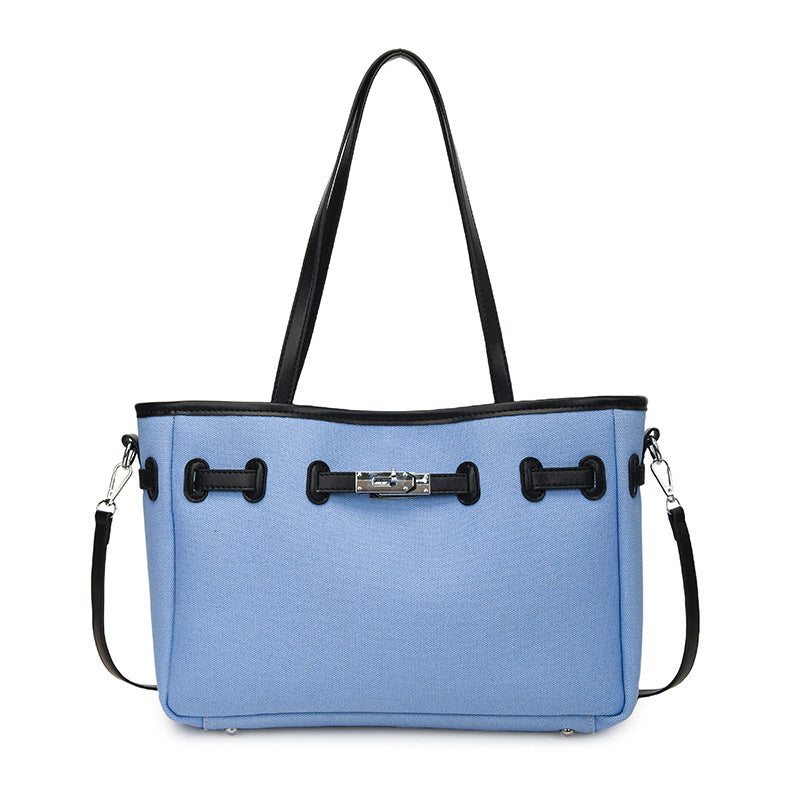 Cross-border casual Korean version canvas bag women's handbag large-capacity commuter tote bag fashion shoulder messenger bag