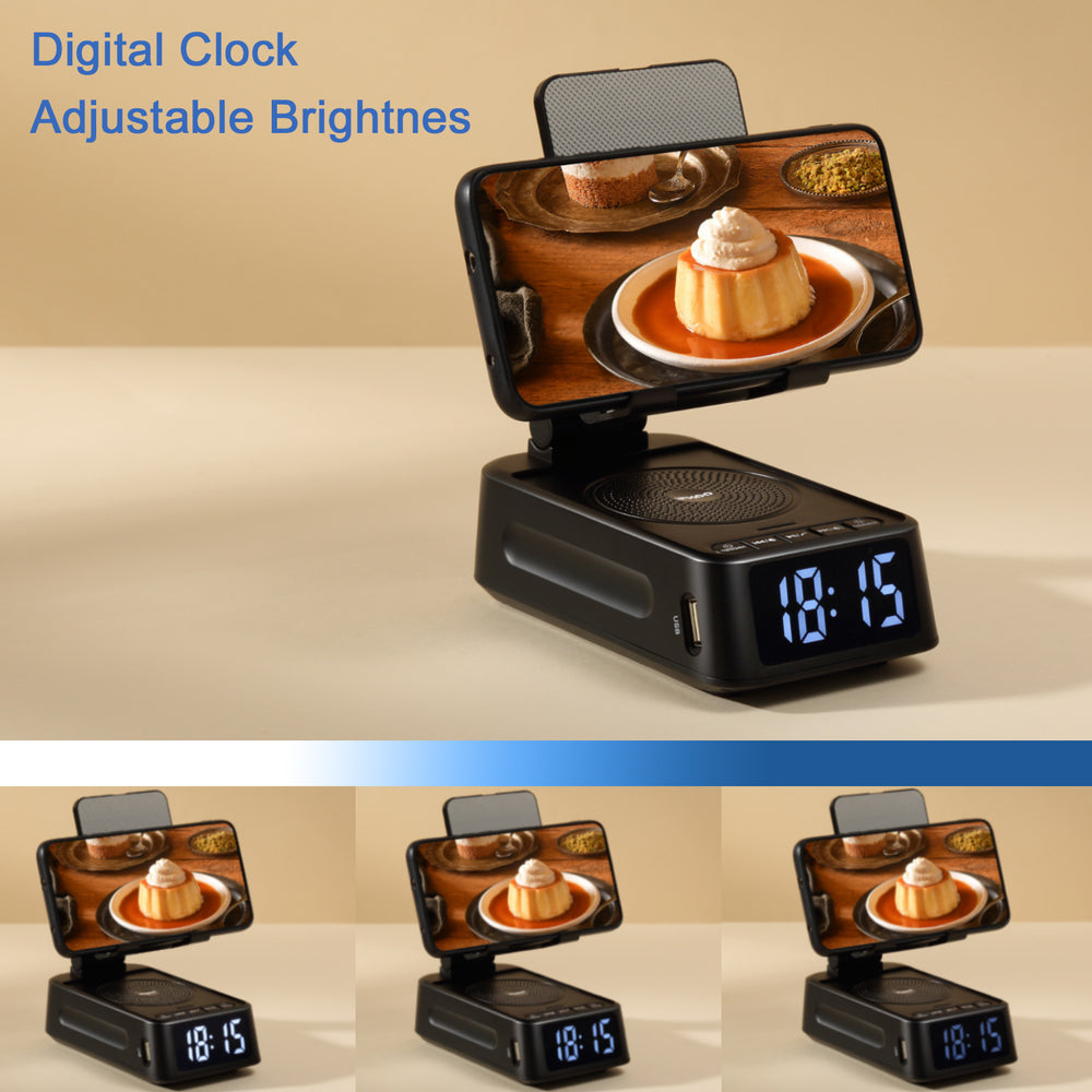F20 creative phone stand smart home brand multifunctional bluetooth speaker lazy stand 3-in-1 clock