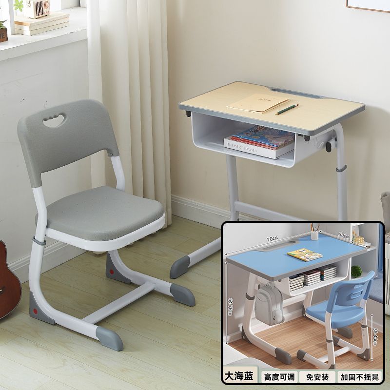 E1 grade eco-friendly, pre-assembled, integrated desk and chair set - adjustable height, perfect for elementary school students and kids' study tables
