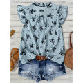 code new arrival  original women's light short-sleeved round neck printingshirt