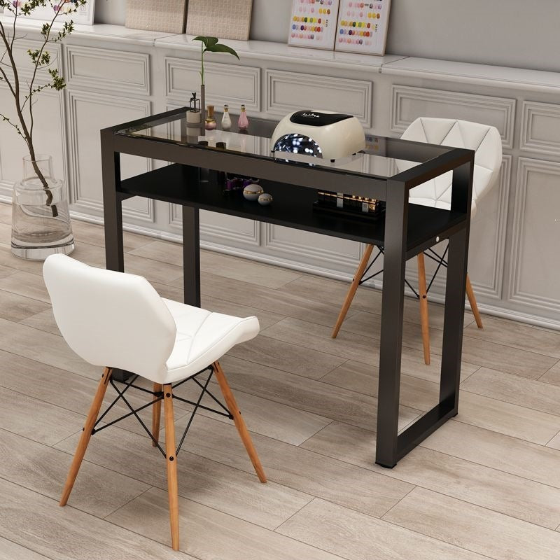 Nail art table and chair suit tempered glass workbench single double table nail art shop table casual nail art table