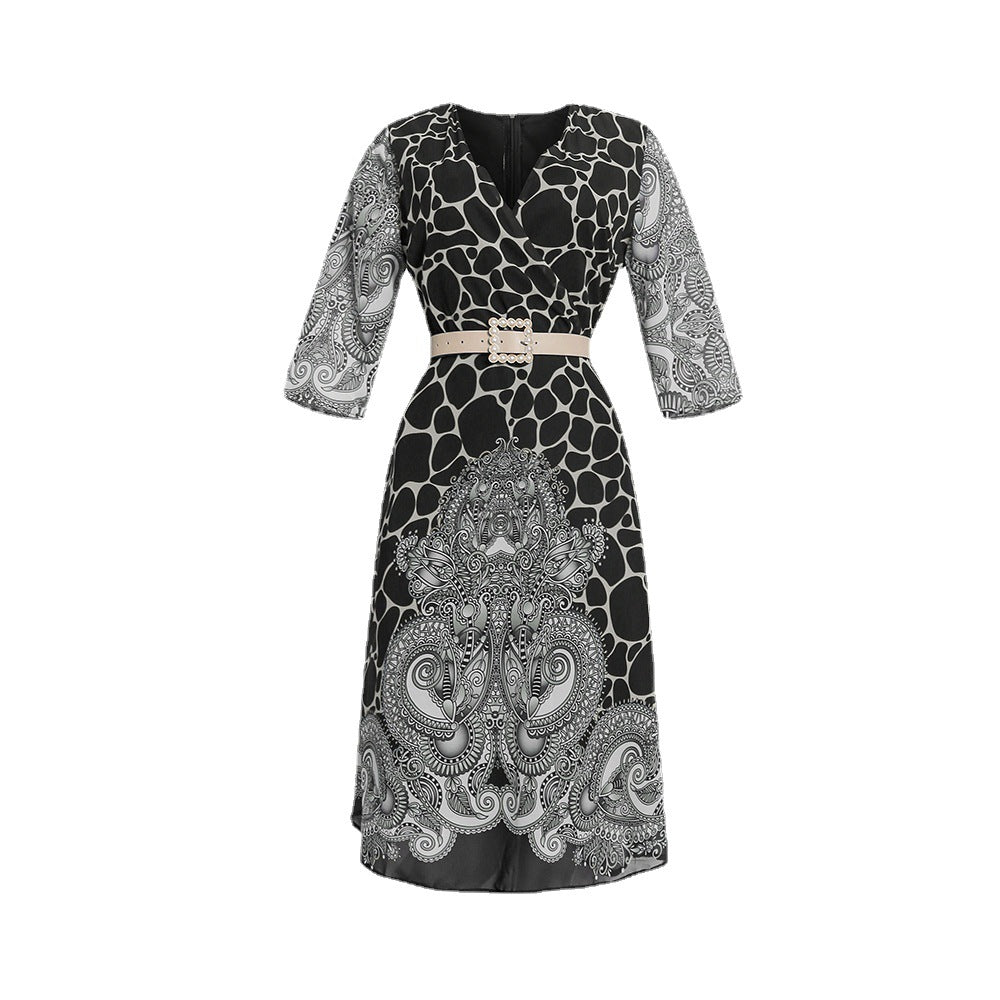 new arrival: plus size african women's chiffon loose-fit dress with belt - perfect for cross-border e-commerce on