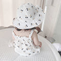 Infant summer sling baby breathable full printed cherry pattern romper pullover hooded pure cotton breathable romper