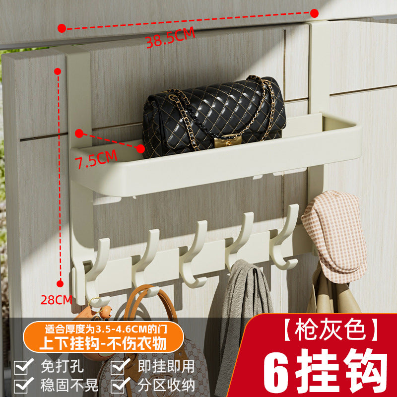 Over-the-door hook rack - no drilling required, clothes hanger, storage organizer, entryway coat rack, wall-mounted storage