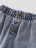 cross-border exclusive: trendy, playful, and energetic blue plaid shirt, jeans, and appliqué embroidered top three-piece set
