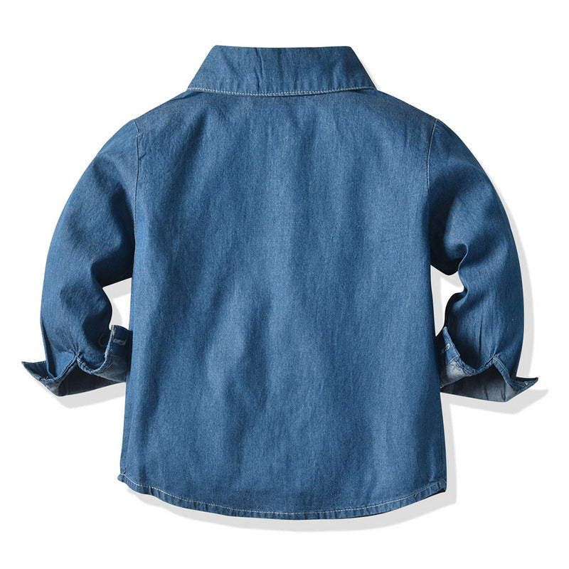 New boys' denim jacket style long-sleeve shirt - spring collection for toddlers and babies