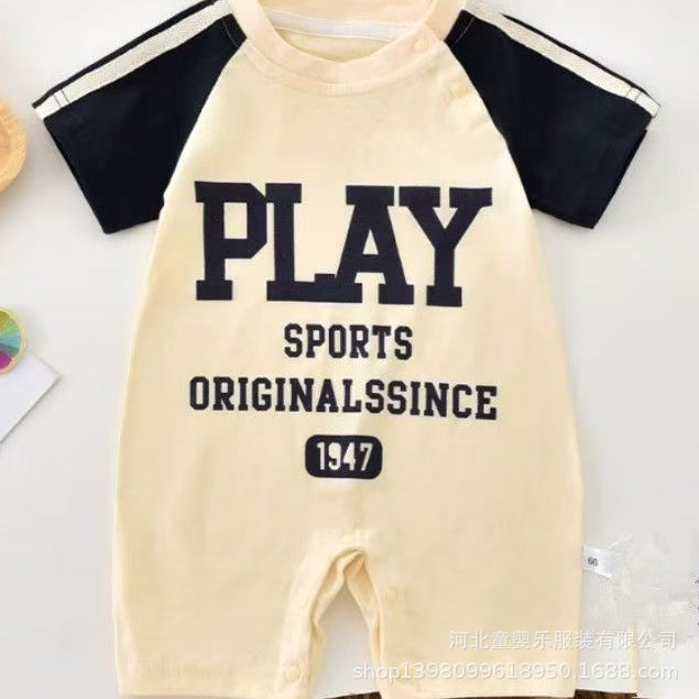 Summer lightweight baby romper - short sleeve infant outfit for summer outdoor wear - breathable bodysuit/onesie