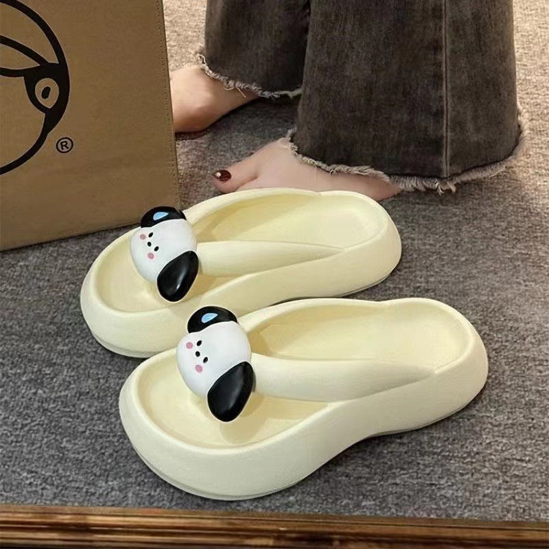 Thick sole flip flops cute slippers for women outwearsummer2023new arrivalpopular home stepping on shit feeling beach slippers wholesale