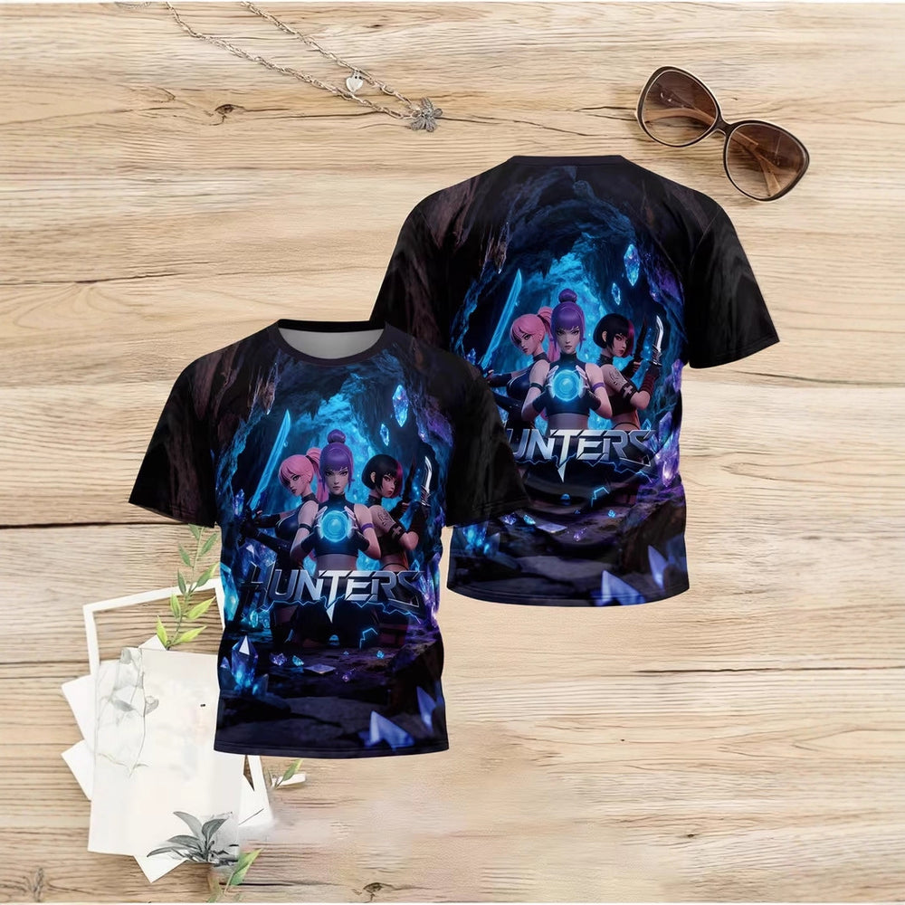 Witcher t-shirt, kpop 3d digital printing summer girlscasualfashion round neck short sleeve factory direct supply