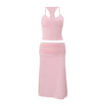 European and american style women's summer  new sexy solid color camisole inner layer top with slim-fit pleated midi skirt set
