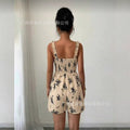cross-border fashion summer french floral suspender jumpsuit new arrival waist one-piece dropshipping