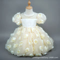 Kids' birthday cake dress - 3d floral bud, stylish little girl princess dress, girls' dress, new european and american cross-border style