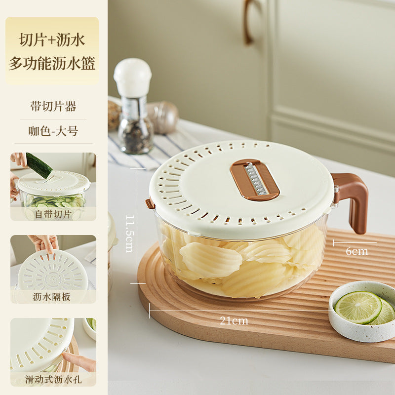 Multifunctional drain basket vegetable basin folding handle vegetable basket household kitchen refrigerator fresh-keeping box vegetable grater
