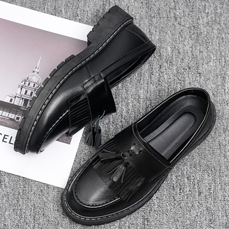 Men's leather dress shoes - versatile business style, breathable british casual design for spring/summer 2024. perfect for work, weddings, groomsmen, and height enhancement