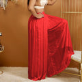 D361   cross-border summer european and american women's solid color casual loose pleated wide-leg pants african long pants