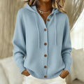 european and american button-down knit hoodie cardigan - new autumn/winter collection - solid color casual fashion women's outerwear