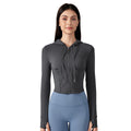 New women's outdoor sports & fitness apparel: slim-fit, short yoga jacket with hood and drawstring – daw184