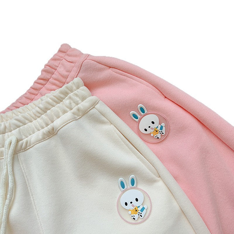 Kids' spring/autumn casual pants, baby sweatpants, girls' loose-fit outerwear trousers, new autumn collection for toddlers and young children, trendy children's clothing