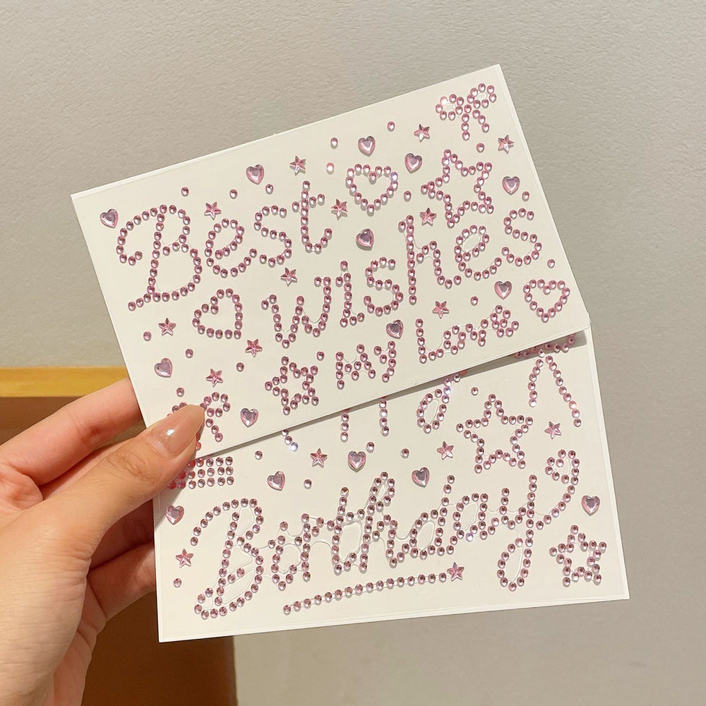 Happy birthday rhinestone letter stickers - high-value gift wrapping decoration for girls, thoughtful diy sparkling diamond stickers