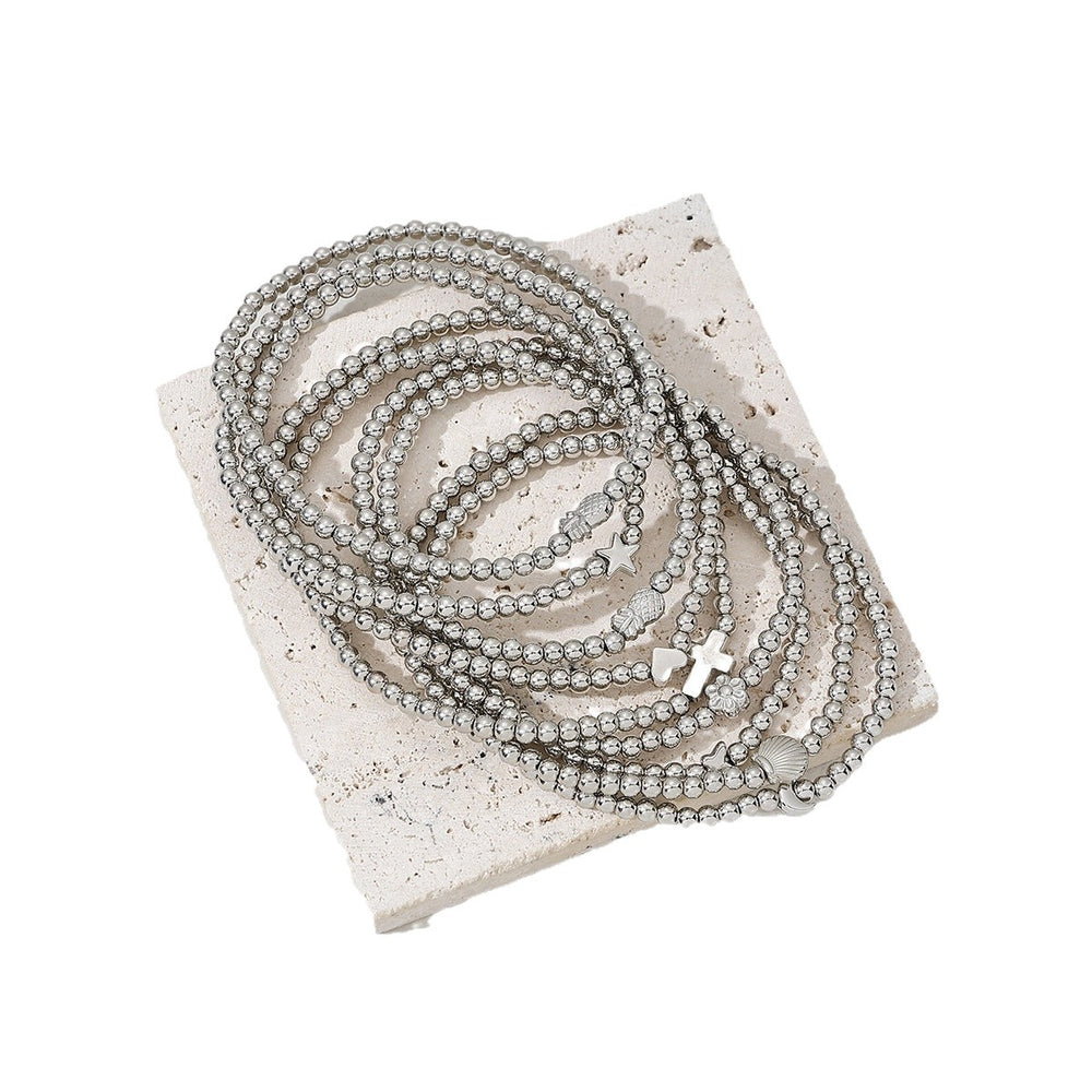 Wholesale foot jewelry: european & american cross-border fashion, minimalist beaded beach style layered anklet set - 9 piece women's set