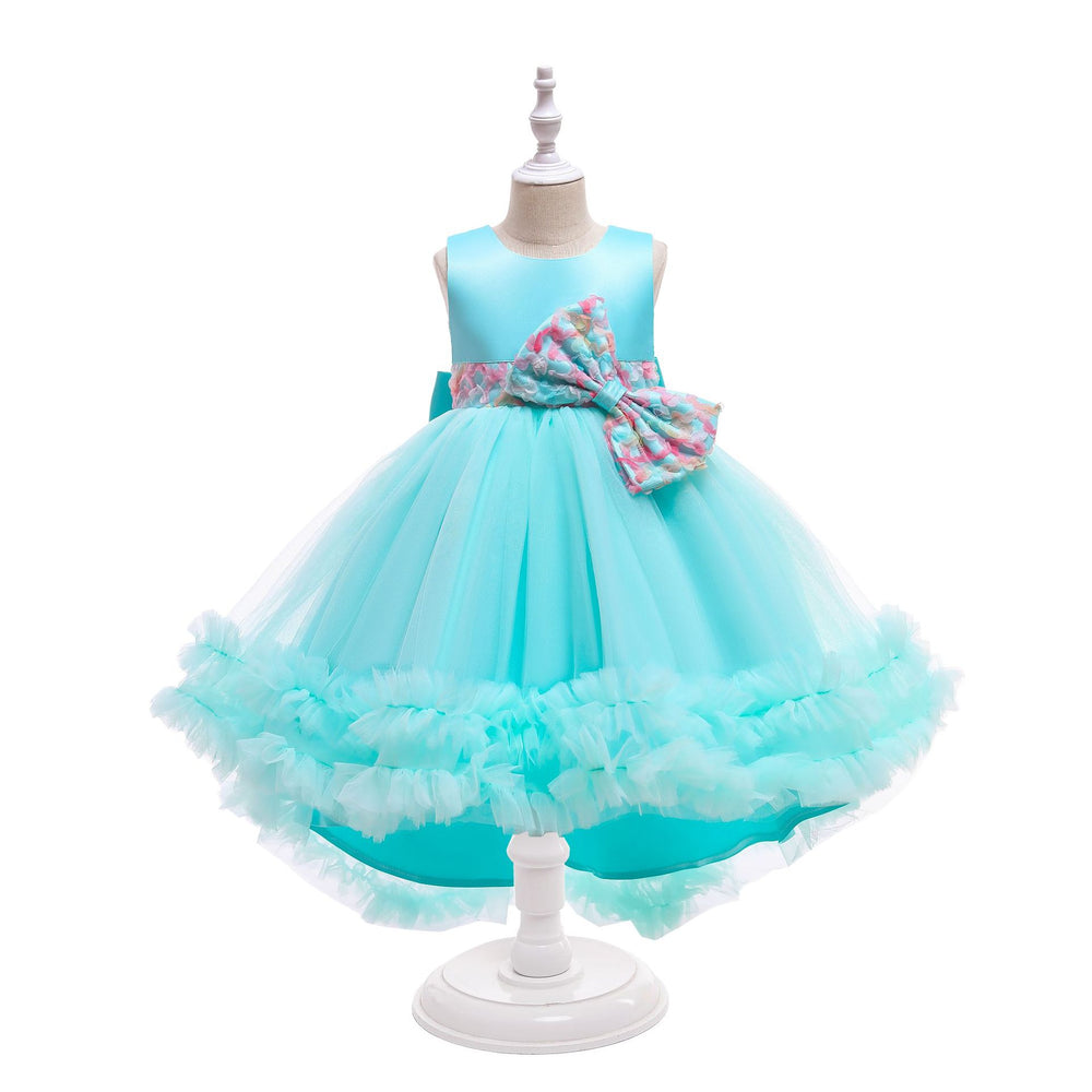 kids dress colorfulbows princess dress female flower girl wedding dress catwalk trailing skirt girl dress