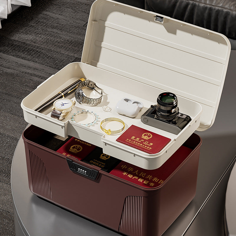 Locked storage box for household valuables, file storage, password box, large-capacity car-mounted household plastic finishing box