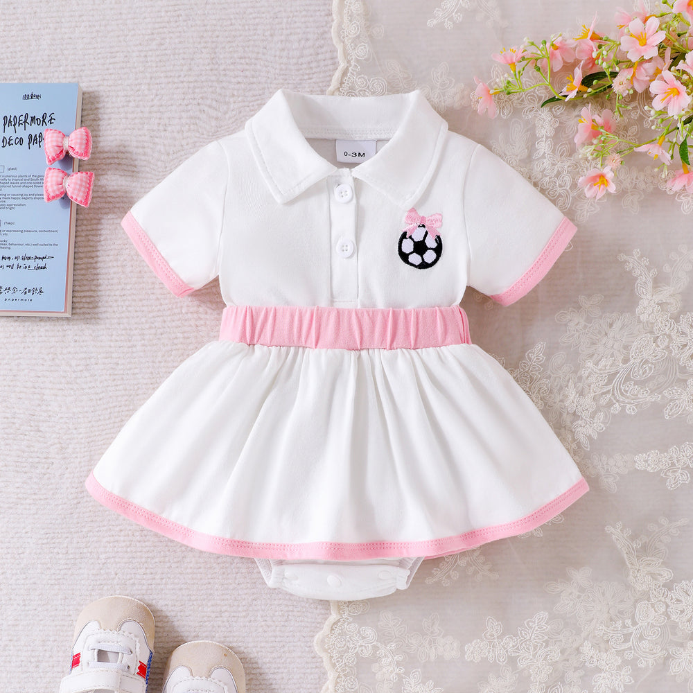 Kids clothing  cross-border new arrivalfashionspring & fallgirl white short-sleeved one-piece dress