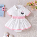Kids clothing  cross-border new arrivalfashionspring & fallgirl white short-sleeved one-piece dress