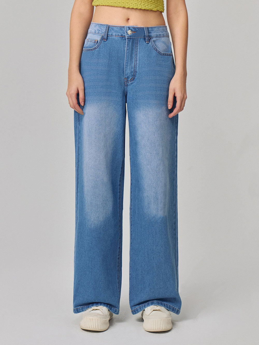 Pre-sale-j006#  cross-border foreign trade women's fashion ins new casual wide-leg denim pants