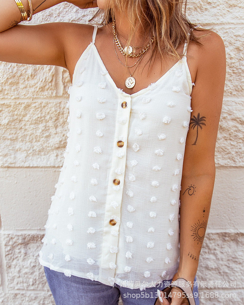 Spot  2022 European and American women's clothing  white chiffon jacquard sexy suspender