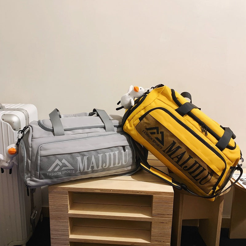 Cross-border men's sports and leisure large-capacity fitness bag women's letter simple accommodation travel bag shoulder messenger bag