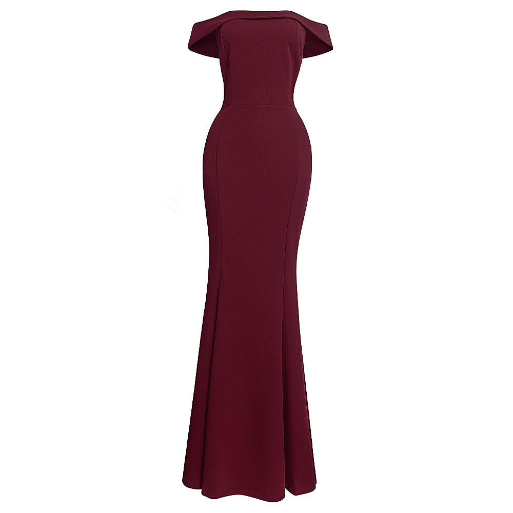 Evening dress  new sexy one-shoulder backless socialite prom mermaid long gown women's clothing african cross-border e-commerce