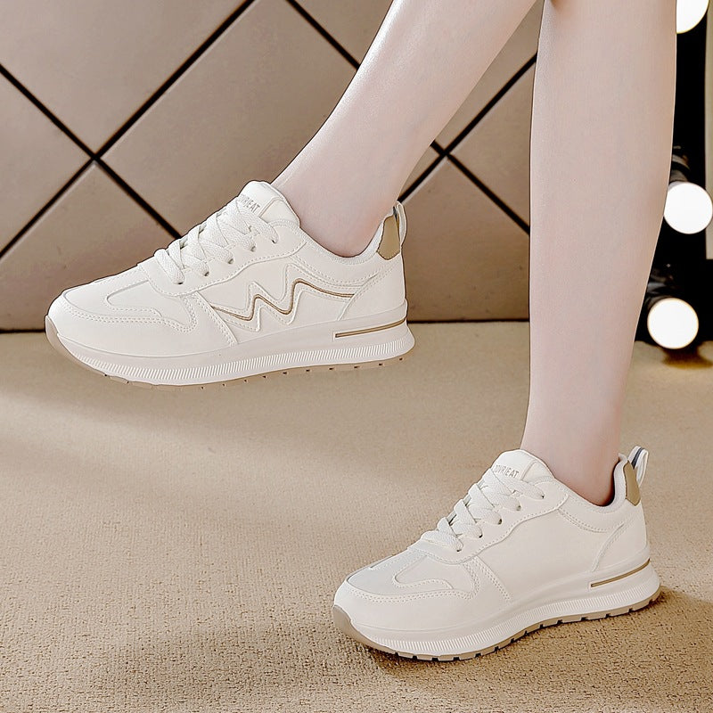 Women's leather sneakers - new autumn 2025 collection: casual, versatile, lightweight flat running shoes for outdoor travel