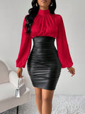 Pu bodycon mini skirt - women's sexy clubwear, plus size european & american style, pleated zipper skirt, cross-border hot seller