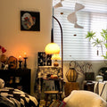 Medieval style living room fishing floor lamp next to the sofa classy bedroom bedside table storage accessible luxury atmosphere table lamp