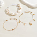 European and american new style minimalist natural shell summer anklet set - casual beach vacation style adjustable anklet jewelry