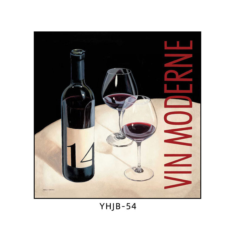 American bar decorative painting retro industrial style creative KTV box red wine glass hanging painting nostalgic wine mural