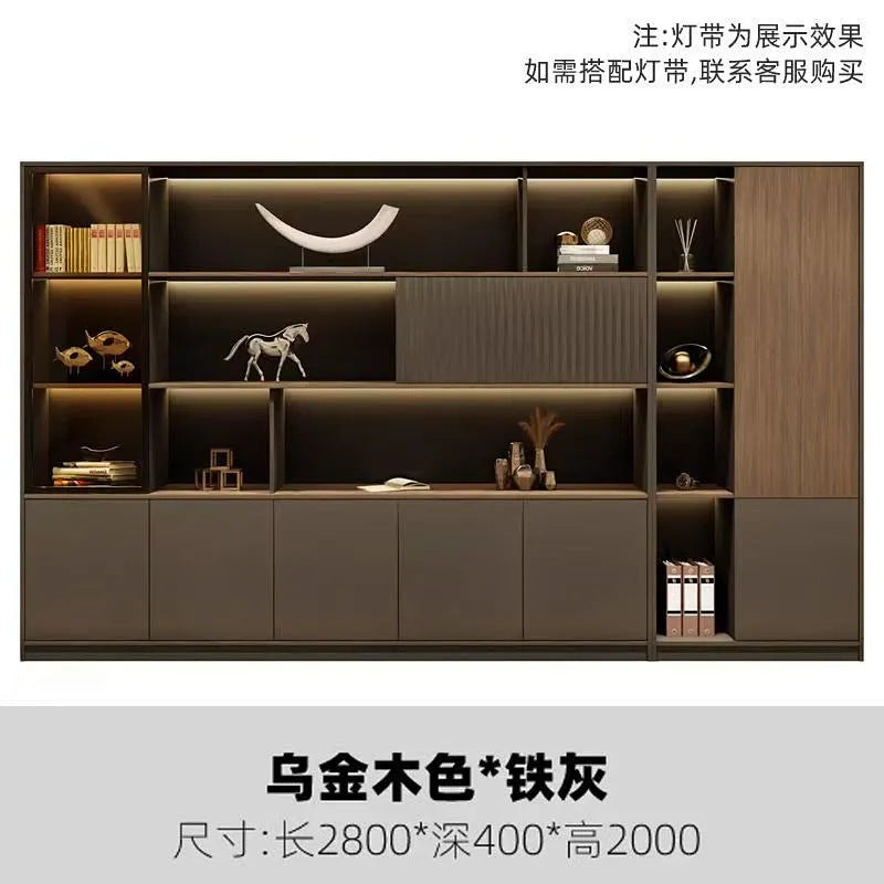 Office bookcase boss background cabinet file cabinet wooden information cabinet storage storage wall floor cabinet