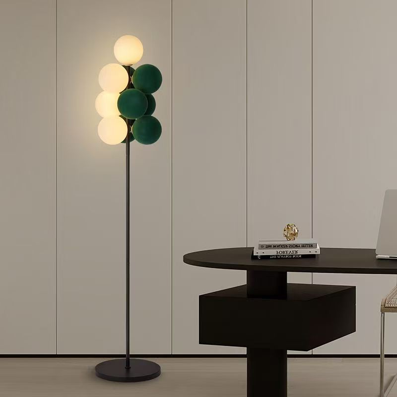 Nordic grape floor lamp - stylish and luxurious ambient lighting for living room, sofa side, bedroom bedside, with flocked globe shade